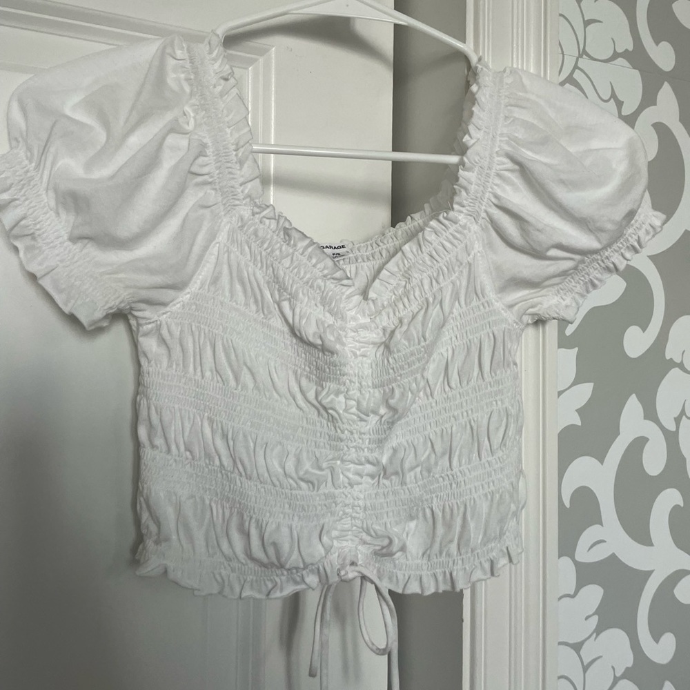 GARAGE top smocked puffy sleeves with ties